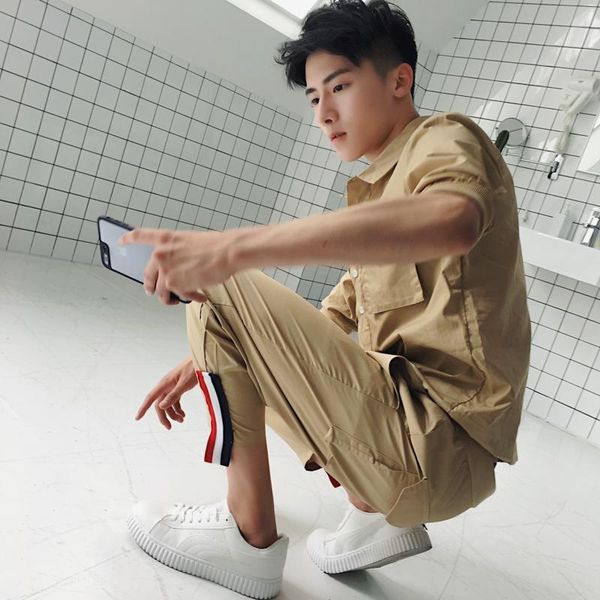 l-3xlmen's han edition cultivate one's morality personality trend more pockets summer two-piece sleeve shirt at five men's ca, White;black
l-3xlmen's han edition cultivate one's morality personality trend more pockets summer two-piece sleeve shirt at five men's ca, White;black