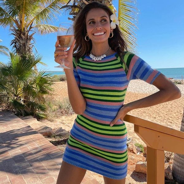 casual dresses summer stripe dress for women backless slim round neck short sleeve knitted fashion mini bodycon designer, Black;gray
casual dresses summer stripe dress for women backless slim round neck short sleeve knitted fashion mini bodycon designer, Black;gray