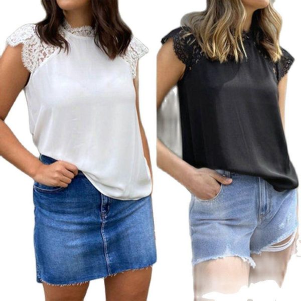 summer ladies fashion lace chic casual short sleeve small high collar straight solid color t-shirt women's, White
summer ladies fashion lace chic casual short sleeve small high collar straight solid color t-shirt women's, White