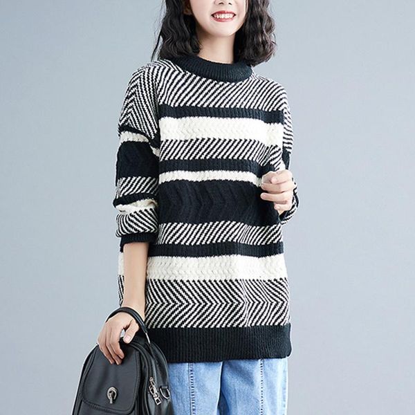 women's sweaters #0127 retro striped sweater in woman plus size spring autumn long sleeve round neck ladies female vintage thin, White;black
women's sweaters #0127 retro striped sweater in woman plus size spring autumn long sleeve round neck ladies female vintage thin, White;black