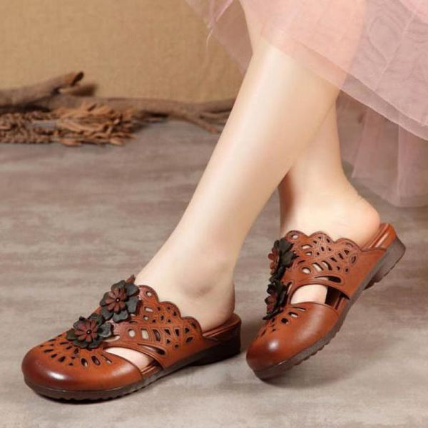 slippers retro genuine leather women 2021 summer floral shoes leisure outside slides sewing handmade concise ladies, Black
slippers retro genuine leather women 2021 summer floral shoes leisure outside slides sewing handmade concise ladies, Black