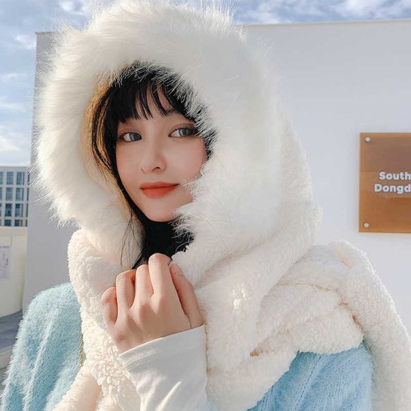 winter scarf glov three piece warm bib cover hat versatile lovely plush thickened ear cap, Blue;gray
winter scarf glov three piece warm bib cover hat versatile lovely plush thickened ear cap, Blue;gray