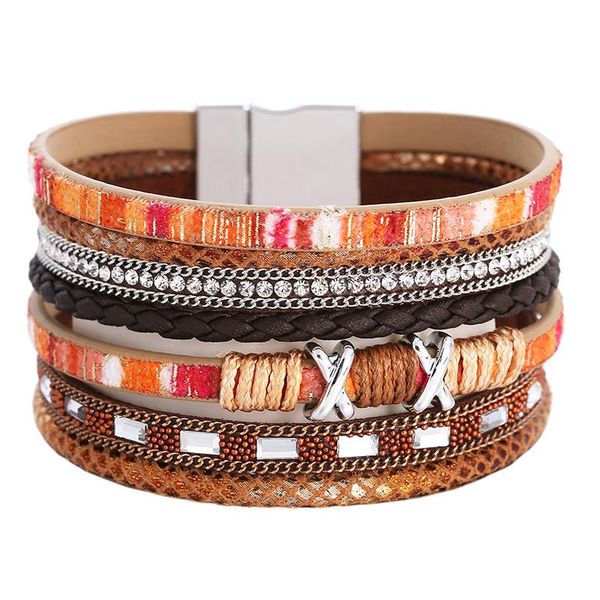 bangle 2021 women's woven multi-layer crystal magnetic clasp bracelet charm handmade leather, Black
bangle 2021 women's woven multi-layer crystal magnetic clasp bracelet charm handmade leather, Black