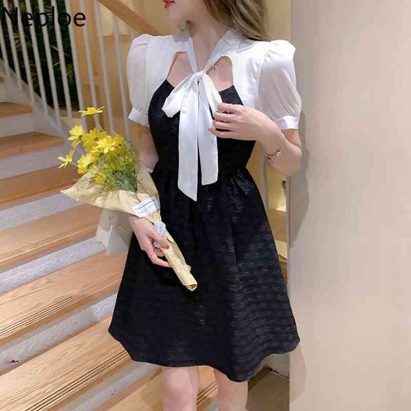 neploe temperament lace-up bow dress women summer robe fashion short sleeve hollow out patchwork vestidos korean dresses 4l120 210422, Black;gray
neploe temperament lace-up bow dress women summer robe fashion short sleeve hollow out patchwork vestidos korean dresses 4l120 210422, Black;gray