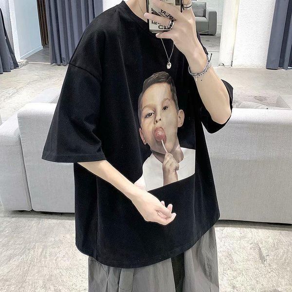men's t-shirts short-sleeved t-shirt trendy brand oversized loose half-sleeved european and american printing hip-hop avant-garde summe, White;black
men's t-shirts short-sleeved t-shirt trendy brand oversized loose half-sleeved european and american printing hip-hop avant-garde summe, White;black