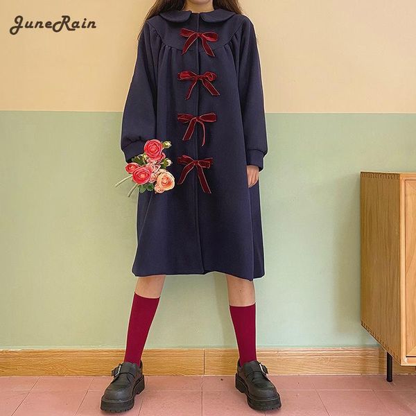 women's wool & blends junerain spring japan style cute warm coat women long outerwear girl sweet lantern sleeve bow single breasted jac, Black
women's wool & blends junerain spring japan style cute warm coat women long outerwear girl sweet lantern sleeve bow single breasted jac, Black