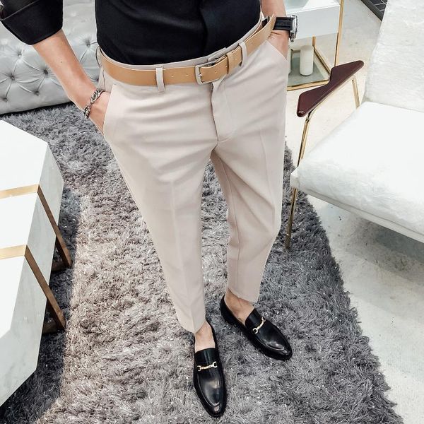 spring summer korean men pants casual business dress ankle length streetwear slim fit trousers formal office social men's suits & blaze, White;black
spring summer korean men pants casual business dress ankle length streetwear slim fit trousers formal office social men's suits & blaze, White;black