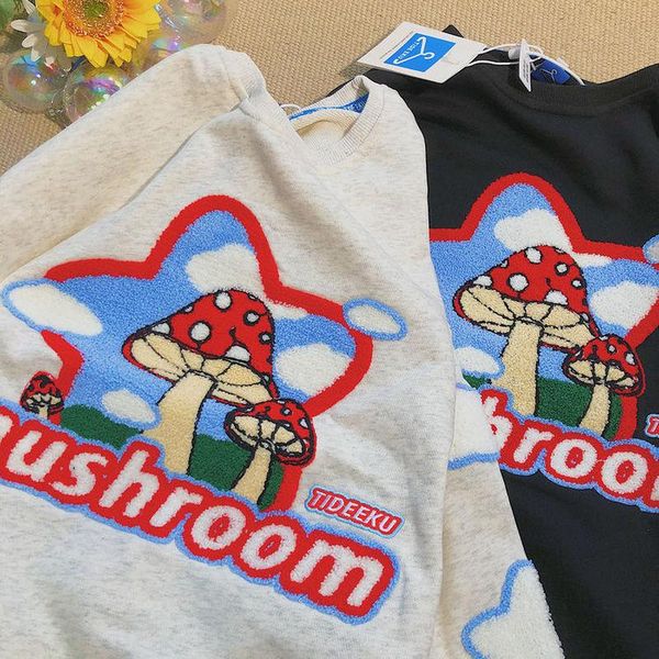 women's hoodies & sweatshirts funny hip hop mushroom embroidery crewneck sweatshirt women streetwear kawaii clothes for teens fashion c, Black
women's hoodies & sweatshirts funny hip hop mushroom embroidery crewneck sweatshirt women streetwear kawaii clothes for teens fashion c, Black
