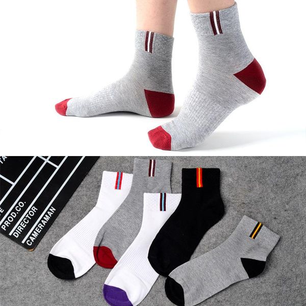 men's socks 5 pairs spring and summer pure cotton business simple solid color with stripe men 62202, Black
men's socks 5 pairs spring and summer pure cotton business simple solid color with stripe men 62202, Black