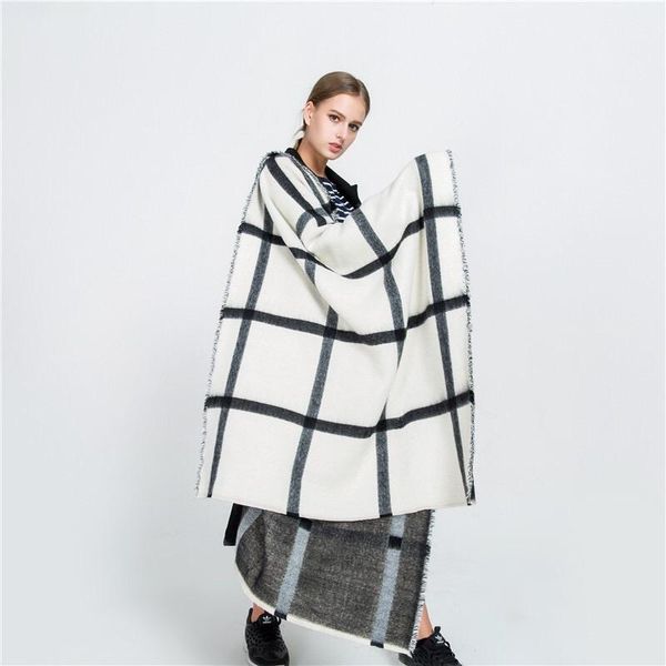 scarves mingjiebihuo autumn and winter black white double-sided scarf beige plaid warm fashion shawl women girls, Blue;gray
scarves mingjiebihuo autumn and winter black white double-sided scarf beige plaid warm fashion shawl women girls, Blue;gray