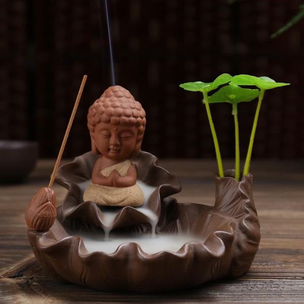 sachet bags ceramic backflow incense burner buddha little monk cones holder + 10pcs cone home furnishing decoration
sachet bags ceramic backflow incense burner buddha little monk cones holder + 10pcs cone home furnishing decoration
