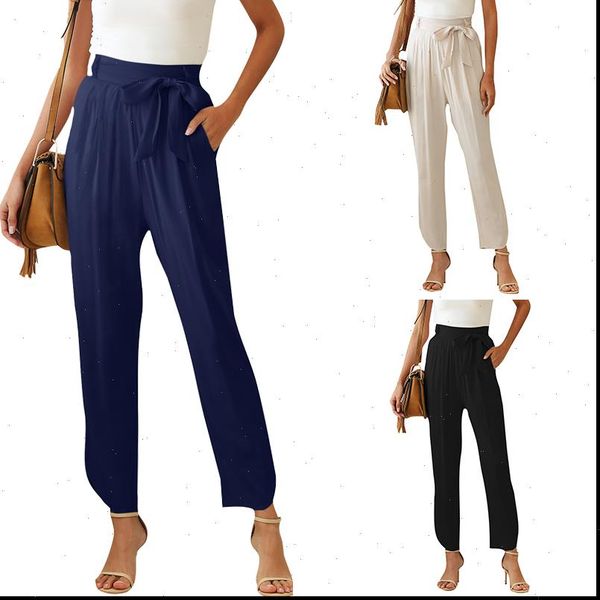 style high waist women pant plus size loose solid color bandage bow summer office lady fashion, Black;white
style high waist women pant plus size loose solid color bandage bow summer office lady fashion, Black;white