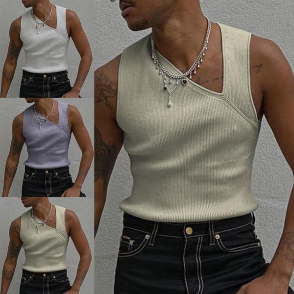 men' tank men tank- slash neck knitted vest solid color stylish sleeveless slim- fit summer fashion casual loose streetwear, White;black
men' tank men tank- slash neck knitted vest solid color stylish sleeveless slim- fit summer fashion casual loose streetwear, White;black