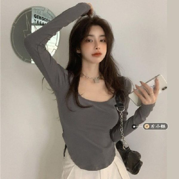 women's t-shirt zogaa t-shirts women u-neck long-sleeved bottoming shirt korean style irregular slim casual trend thin all-match daily, White
women's t-shirt zogaa t-shirts women u-neck long-sleeved bottoming shirt korean style irregular slim casual trend thin all-match daily, White