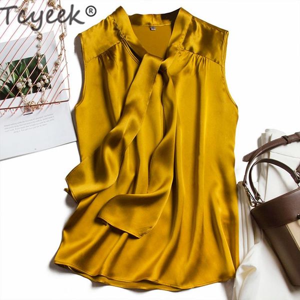 women's blouses & shirts tcyeek vintage real silk summer shirt korean harajuku blouse women 2021 elegant sleeveless blusas crop c0307, White
women's blouses & shirts tcyeek vintage real silk summer shirt korean harajuku blouse women 2021 elegant sleeveless blusas crop c0307, White