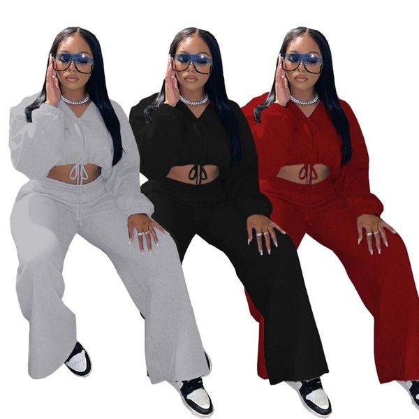 women's two piece pants fall clothing solid color zipper drawstring hooded sweatsuits casual sets wholesale drop, White
women's two piece pants fall clothing solid color zipper drawstring hooded sweatsuits casual sets wholesale drop, White