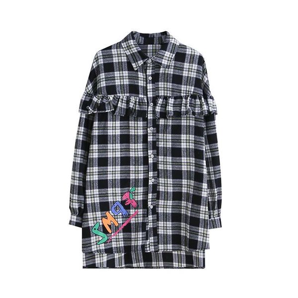 women's polos stitching ruffled cotton shirt female plaid korean niche design long-sleeved jacket large size autumn trend, White
women's polos stitching ruffled cotton shirt female plaid korean niche design long-sleeved jacket large size autumn trend, White