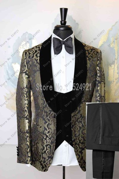 men's suits & blazers custom made groomsmen peak satin lapel groom tuxedos gold and black men wedding man blazer (jacket+pants+bow, White;black
men's suits & blazers custom made groomsmen peak satin lapel groom tuxedos gold and black men wedding man blazer (jacket+pants+bow, White;black