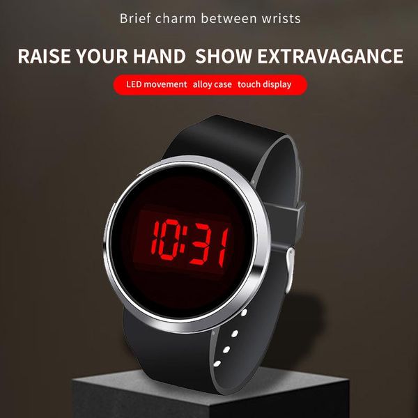 business and leisure led round touch screen men's electronic watch alloy fashion trend couple wristwatches, Slivery;brown
business and leisure led round touch screen men's electronic watch alloy fashion trend couple wristwatches, Slivery;brown