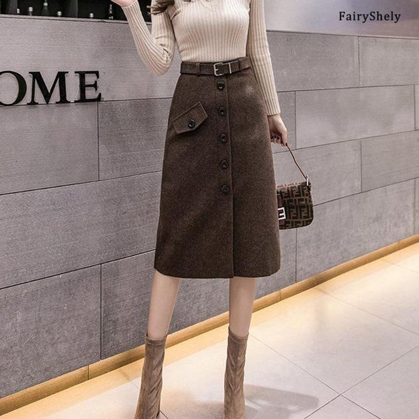 skirts fairyshely autumn winter solid high waist belt skirt women 2021 knee woolen pencil office lady slim button fashion, Black
skirts fairyshely autumn winter solid high waist belt skirt women 2021 knee woolen pencil office lady slim button fashion, Black