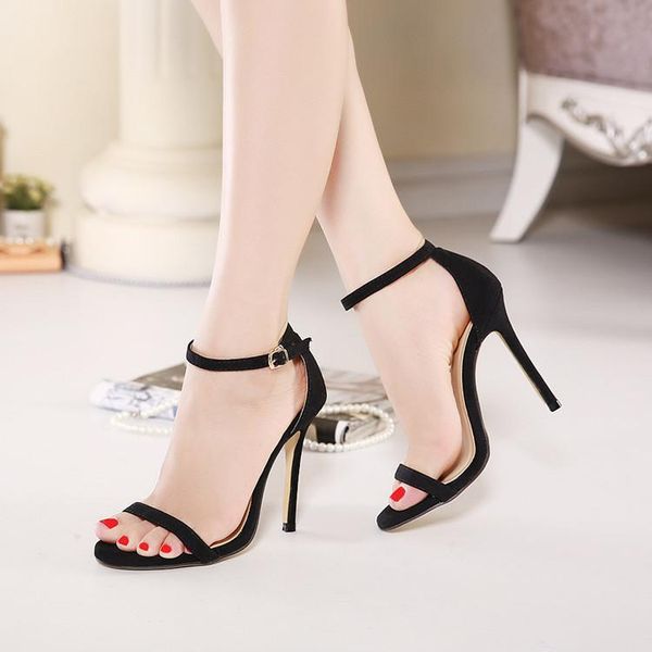 high-heeled shoes women's thin heel large size sandals with one-character buckle shallow cool, Black
high-heeled shoes women's thin heel large size sandals with one-character buckle shallow cool, Black