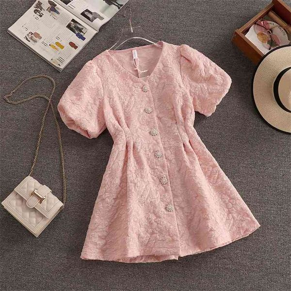 korean style sweet single breasted v neck summer dress women vintage puff sleeve jacquard chic mini dresses vestido de mujer 210514, Black;gray
korean style sweet single breasted v neck summer dress women vintage puff sleeve jacquard chic mini dresses vestido de mujer 210514, Black;gray