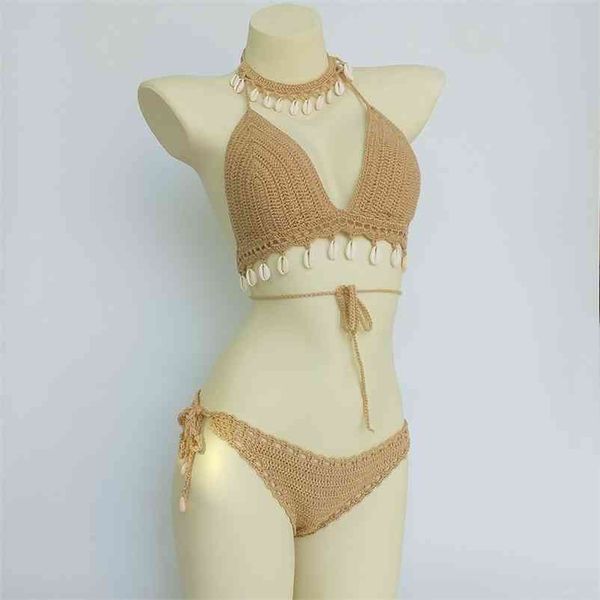 3pcs bikini set woman crochet shell tassel and seashell ankle chain thong hollow-out low waist bottom 210621, White;black
3pcs bikini set woman crochet shell tassel and seashell ankle chain thong hollow-out low waist bottom 210621, White;black