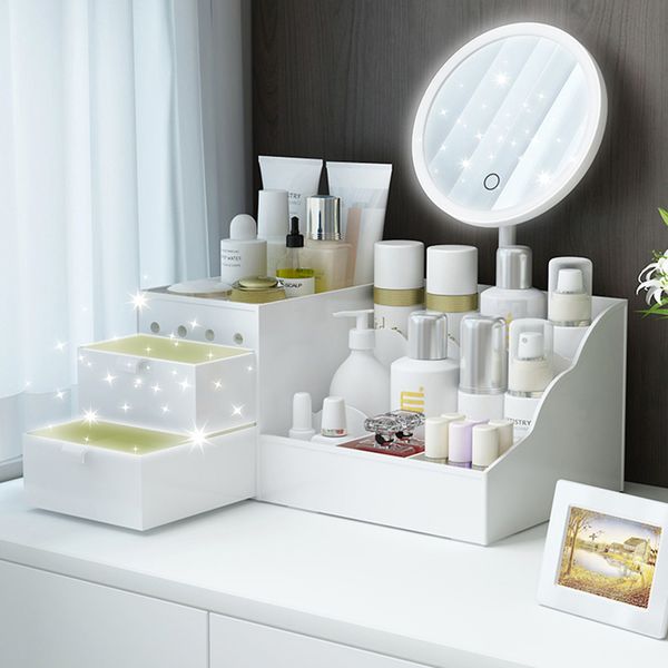 led mirror makeup organizer box bathroom large capacity drawer make up storage boxes nail polish skin care table cosmetic case
led mirror makeup organizer box bathroom large capacity drawer make up storage boxes nail polish skin care table cosmetic case
