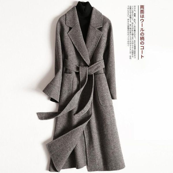women's wool & blends winter women woolen coats long elegant turn down collar coat with belt open stitch design female overcoat casaco, Black
women's wool & blends winter women woolen coats long elegant turn down collar coat with belt open stitch design female overcoat casaco, Black