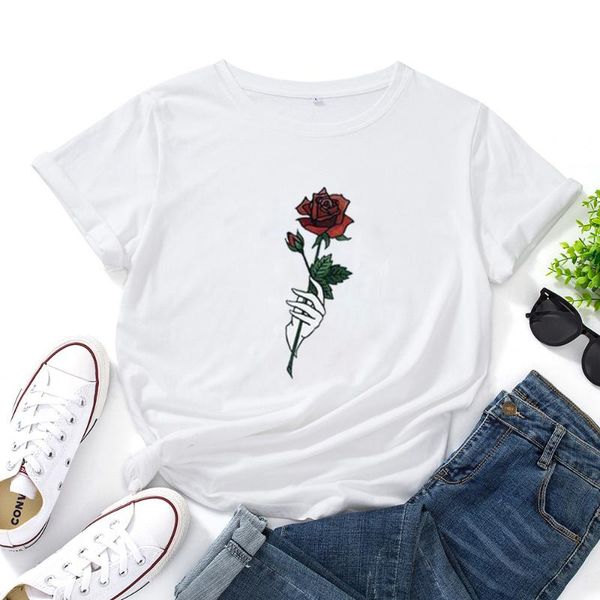 women's t-shirt red rose graphic tees women fashion harajuku t-shirts o-neck casual t shirt cotton short sleeve femme, White
women's t-shirt red rose graphic tees women fashion harajuku t-shirts o-neck casual t shirt cotton short sleeve femme, White