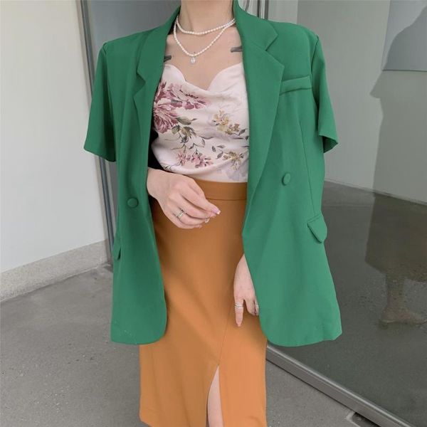 women's suits & blazers summer office green blazer loose casual short-sleeved suit jacket fashion 2021 korea clothing, White;black
women's suits & blazers summer office green blazer loose casual short-sleeved suit jacket fashion 2021 korea clothing, White;black