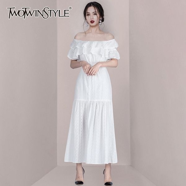 twotwinstyle summer hollow out dress for women slash neck short sleeve high waist ruffles maxi dresses female fashion new 210428, Black;gray
twotwinstyle summer hollow out dress for women slash neck short sleeve high waist ruffles maxi dresses female fashion new 210428, Black;gray