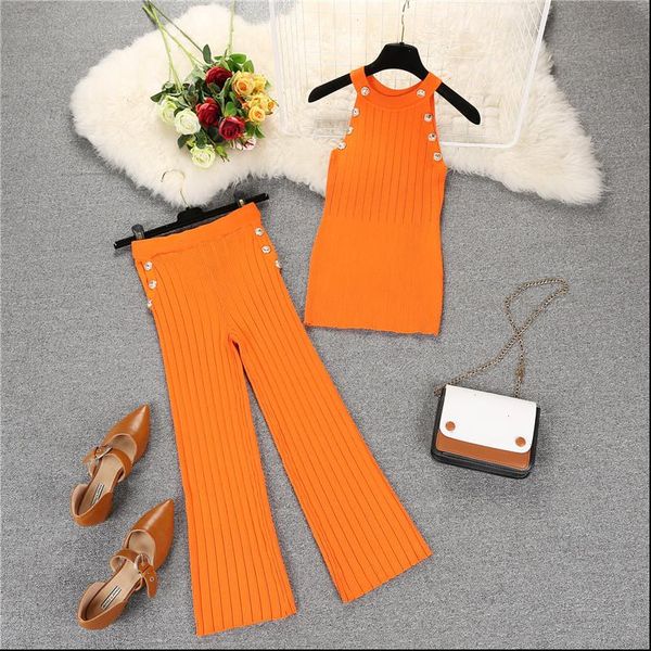 knitting buttons vest mid women tracksuits calf pants 2pcs clothing sets knit button tank pant suits, Gray
knitting buttons vest mid women tracksuits calf pants 2pcs clothing sets knit button tank pant suits, Gray