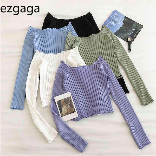 ezgaga women knitted sweater autumn and winter ladies korean fashion chic solid slash neck thin pullovers base elegant 210430, White;black
ezgaga women knitted sweater autumn and winter ladies korean fashion chic solid slash neck thin pullovers base elegant 210430, White;black