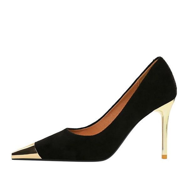 dress shoes european and american fashion nightclub show thin large size heel high suede shallow mouth metal pointed, Black
dress shoes european and american fashion nightclub show thin large size heel high suede shallow mouth metal pointed, Black