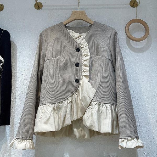 women's jackets autumn clothing ruffled casual long sleeve suit jacket for women 2021 female single breasted korean cropped coats, Black;brown
women's jackets autumn clothing ruffled casual long sleeve suit jacket for women 2021 female single breasted korean cropped coats, Black;brown