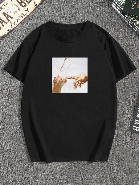 men cat and hand graphic tee k8go#, White;black
men cat and hand graphic tee k8go#, White;black