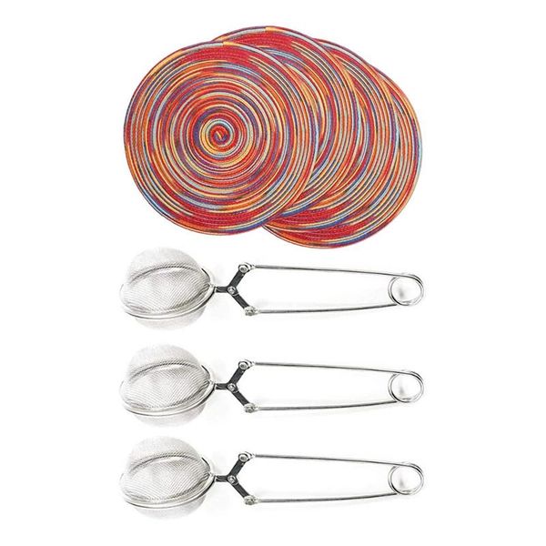 mats & pads 4 pcs round braided placemats decorative (rainbow-red) 3pcs snap ball tea strainer with handle
mats & pads 4 pcs round braided placemats decorative (rainbow-red) 3pcs snap ball tea strainer with handle