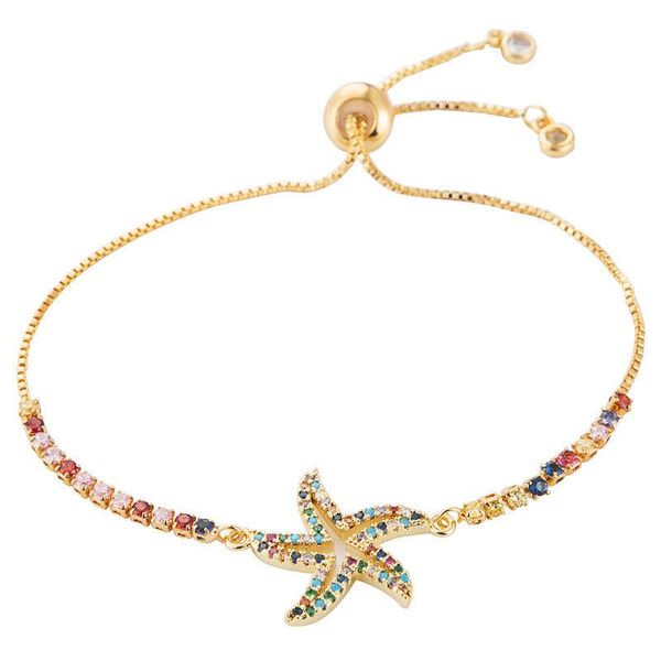 charm bracelets design copper bracelet with adjustable creative starfish rainbow zircon, Golden;silver
charm bracelets design copper bracelet with adjustable creative starfish rainbow zircon, Golden;silver