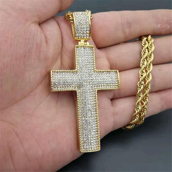 pendant necklaces hip hop big cross necklace male gold color stainless steel iced out rhinestones crucifix for men jewelry, Silver
pendant necklaces hip hop big cross necklace male gold color stainless steel iced out rhinestones crucifix for men jewelry, Silver