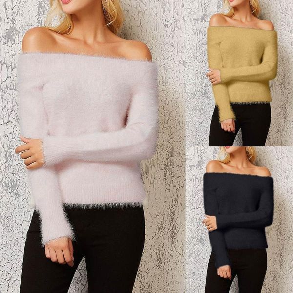 women's sweaters off shoulder solid sweater women winter long sleeve pullover blouse shirt drop, White;black
women's sweaters off shoulder solid sweater women winter long sleeve pullover blouse shirt drop, White;black