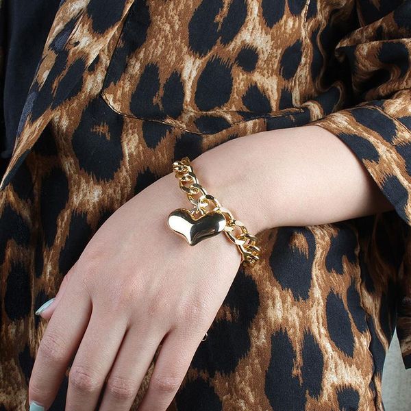 link, chain 2021 punk cuban chunky heart bracelets for women bohemian gold color pendant charm bangles fashion jewelry, Black
link, chain 2021 punk cuban chunky heart bracelets for women bohemian gold color pendant charm bangles fashion jewelry, Black