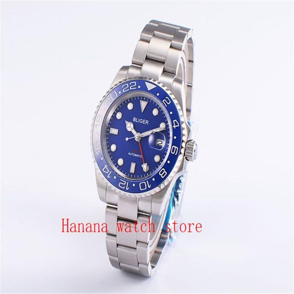 wristwatches sapphire crystal bliger 40mm blue dial ceramic rotating bezel luminous marks gmt pointer automatic movement men's watch, Slivery;brown
wristwatches sapphire crystal bliger 40mm blue dial ceramic rotating bezel luminous marks gmt pointer automatic movement men's watch, Slivery;brown
