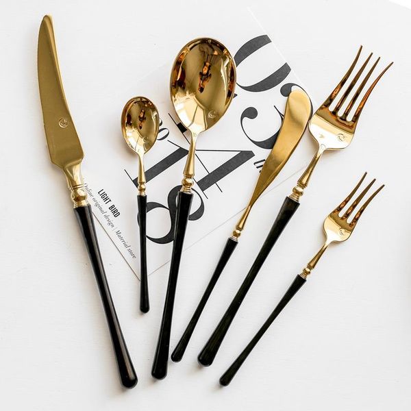 dinnerware sets 304 golden stainless steel flatware kitchen western cutlery set steak coffee dessert tableware black handle knife and fork
dinnerware sets 304 golden stainless steel flatware kitchen western cutlery set steak coffee dessert tableware black handle knife and fork