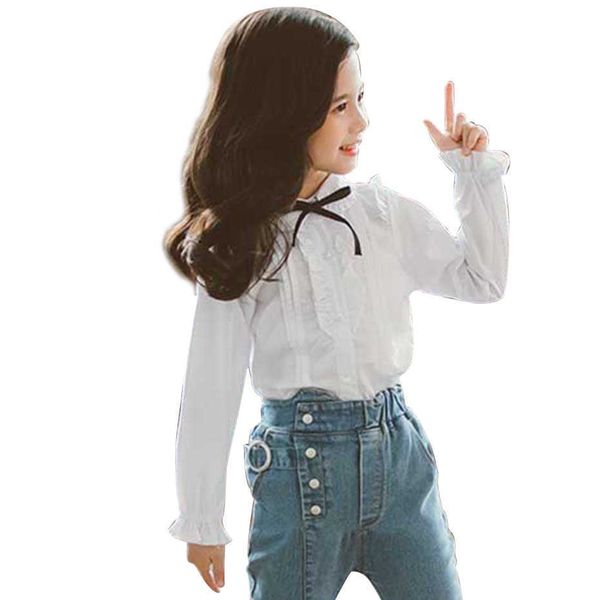 girls blouses ruffle white blouse for flare sleeve children's shirt spring casual school clothes 210528, White;black
girls blouses ruffle white blouse for flare sleeve children's shirt spring casual school clothes 210528, White;black