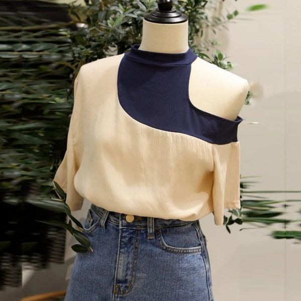 fashion off-the-shoulder design woman tshirts 2021 contrast color patchwork ladies summer short sleeve femme tee women's t-shirt, White
fashion off-the-shoulder design woman tshirts 2021 contrast color patchwork ladies summer short sleeve femme tee women's t-shirt, White