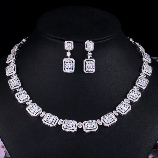 new necklace bride jewelry s925 silver needle zircon earring necklace dinner set chain, Black
new necklace bride jewelry s925 silver needle zircon earring necklace dinner set chain, Black