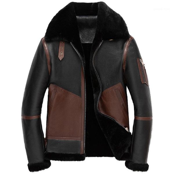 men's leather & faux 2021 brown slim short natural sheepskin fur shearling jacket men winter warm thicken real coats, Black
men's leather & faux 2021 brown slim short natural sheepskin fur shearling jacket men winter warm thicken real coats, Black