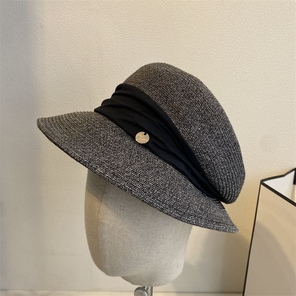 straw hat designer's foldable bow fisherman's hat zy, Blue;gray
