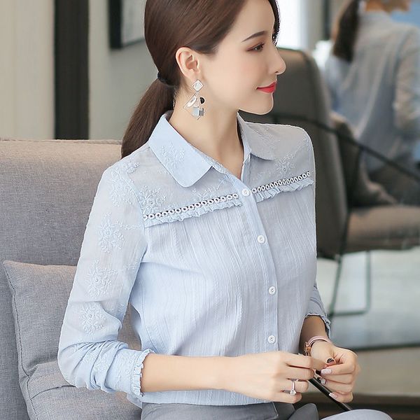 shirts 100% white cotton spring autumn office lady long turn-down collar women's embroidered ladies blouse d197
shirts 100% white cotton spring autumn office lady long turn-down collar women's embroidered ladies blouse d197